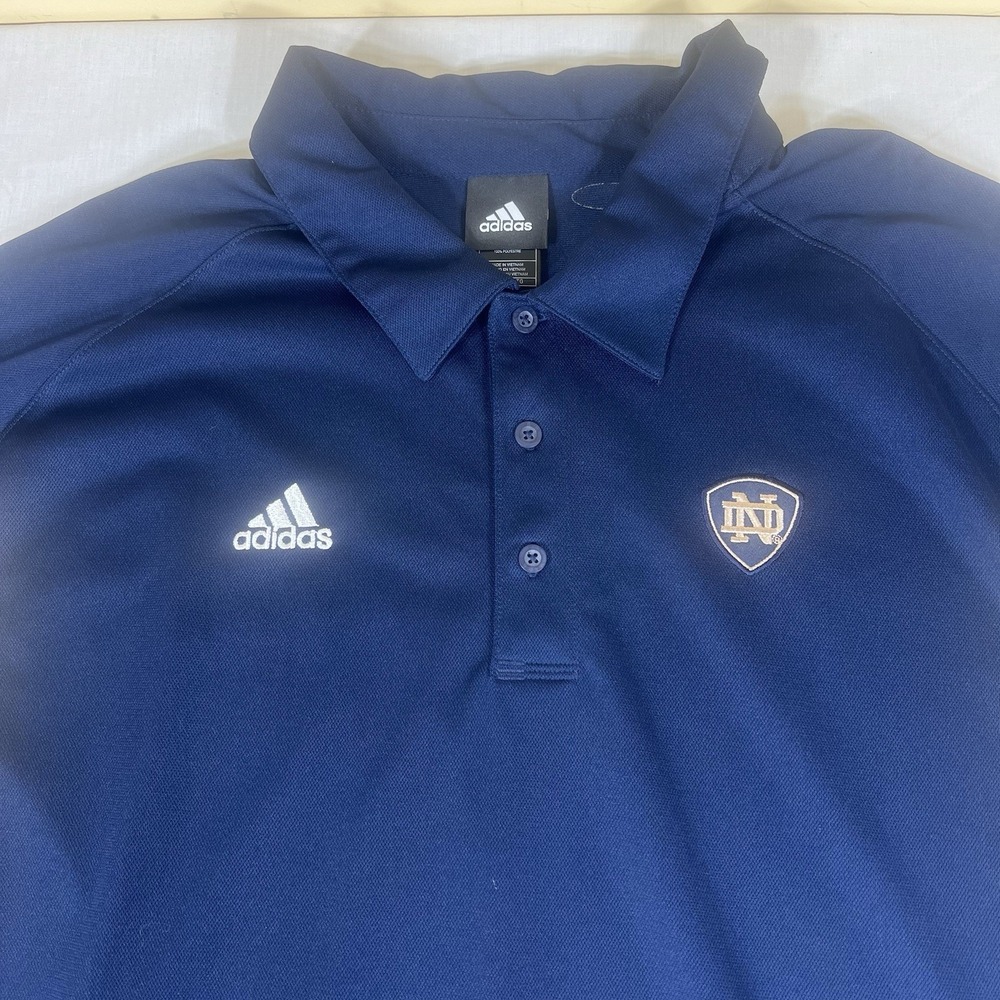Adidas Notre Dame Fighting Irish Polo Shirt Men's 2XL Navy Blue NCAA